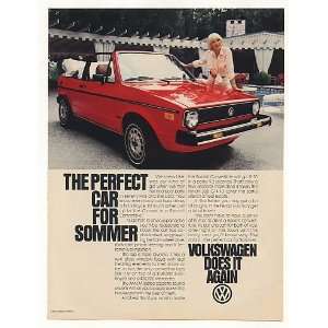  1981 Elke Sommer VW Volkswagen Rabbit Convertible Print Ad 