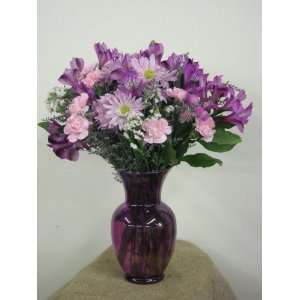 Plum Crazy Flower Arrangment w/Lilac Vase  Grocery 