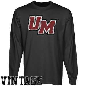  UMass Minutemen Charcoal Distressed Logo Vintage Long 