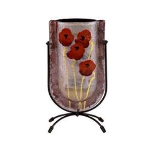  Hand Painted Fused Glass Vase 