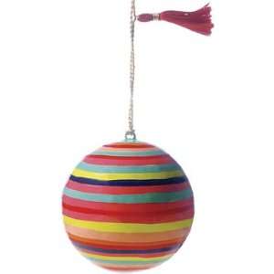    Striped Painted Paper Mache Ornament   2 inch
