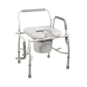  Steel Drop Arm Bedside Commode with Padded Seat & Arms 