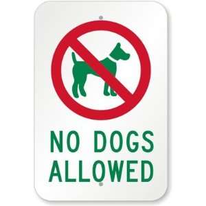  No Dogs Allowed (with Graphic) Aluminum Sign, 18 x 12 