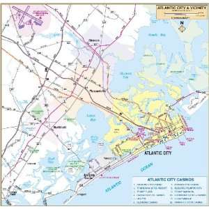   Map 762539305 Atlantic City NJ Wall Map Railed