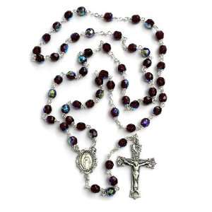  Bohemian Glass Birthstone Rosary &mdash Garnet / January Jewelry