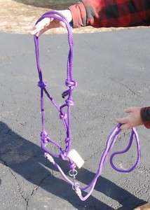 Rope style sidepull bridle & reins purple brand new  