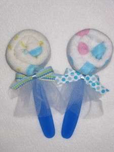 Washcloth Lollipop w/ utensil Baby Shower Gift / Favor  