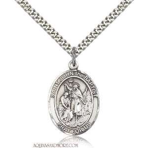 St. John the Baptist Large Sterling Silver Medal Jewelry