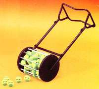 To pick up the tennis balls, just roll the roller Picker basket 