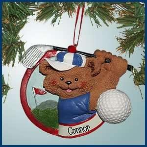 Personalized Christmas Ornaments   Golfing Bear w/Big Golf Ball   Male 