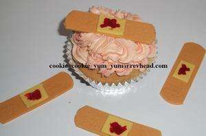 12 edible band aid plasters GROSS CAKE DECORATIONS TOPPERS cupcakes 