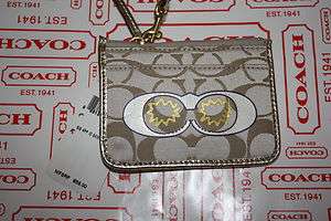 COACH Sis Taupe with gold triming Mini Skinny ID Wallet  