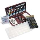 Aqualon Art Supply Watercolor Paint and Brush Set, New in Wood Carry 