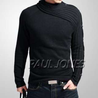 New Cotton Premium Winter Mens Knit Sweater Warm Knit Black/Gray 