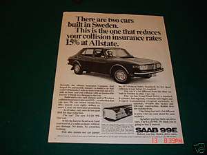 1971 Saab 99E Allstate Insurance Reduced Rates Ad  