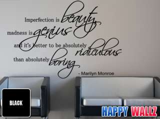 MARILYN MONROE IMPERFECTION IS BEAUTY WALL VINYL DECAL STICKER QUOTE 