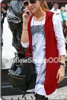 NEW hooded sleeveless knit vest red s/m  