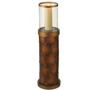  Antique Gold Floor Pillar Holder Iron & Glass Candleholder 