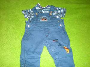 POOH COLLECTION OVERALLS AND SHIRT SIZE 3/6 MONTHS  