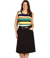 Tahari by ASL Plus   SL Striped Knit Over Bi Stretch Skirt