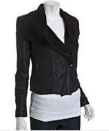 Wyatt black leather waterfall zip cuff jacket style# 315050101