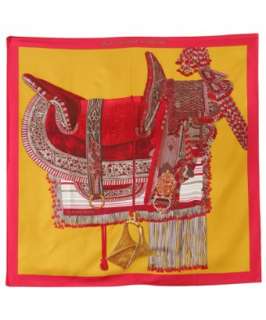 Hermes red Selle DApparat Marocaine silk square scarf   up 