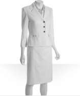 Tahari ASL white cotton blend poplin skirt suit style# 317963701