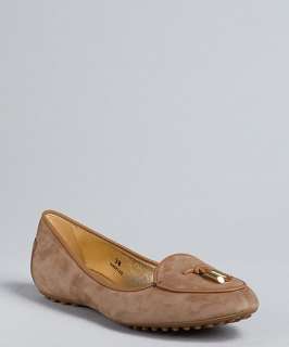 Tods tobacco kenia suede rounded toe flats