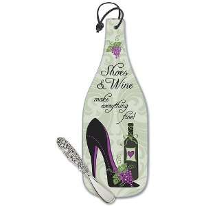 Imprinted Shoes & Wine Tempered Glass Wine Bottle Shape Cheese 
