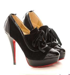 Red Black High Heels Boots Shoes Pumps PU US 5 7.5/ UK 2.5 5/ EU 35 38 