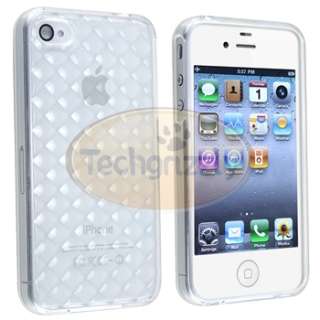 WHITE TPU CASE+PRIVACY PROTECTOR For iPhone 4 4S 4G 4GS G  