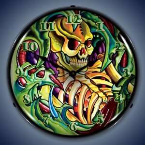  Colorful Tattoo Skull Lighted Wall Clock 