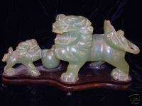 Fantastical Hand Carved Chinese Jade Foo Lions  