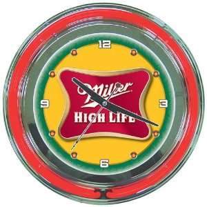    Miller High Life 14 Inch Neon Wall Clock Patio, Lawn & Garden