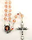 ROSARY DIVINE MERCY ROSARY PEACH CRYSTAL VERY UNIQUE MADE IN ITALY W 