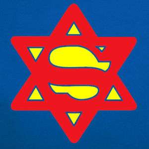 SUPER JEW Hebrew jewish Israel star zion flag T SHIRT L  