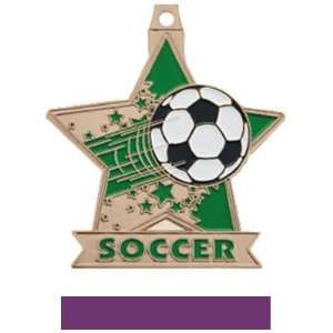   Star Custom Soccer Medal M 715S BRONZE MEDAL/PURPLE RIBBON 2.5 STAR