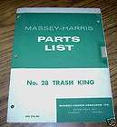 Massey Harris 28 Trash King Cultivator Parts Catalog mh