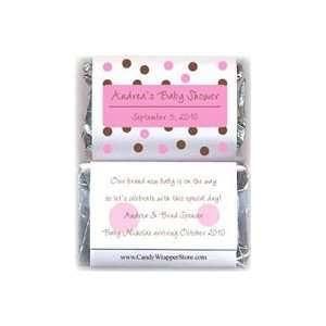   MINIBS229P   Miniature Pink Dots Baby Shower Candy Bar Wrappers Baby