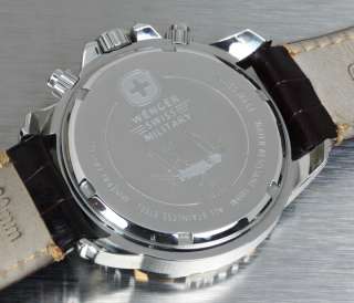 Mens Quartz Wenger Swiss Military Chronograph Watch Silver Dial 79131 
