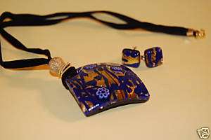 Blue Set NECKLACE and EARRINGS JEWEL in MURANO glass  