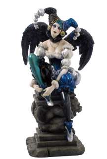 WEEPING JESTER 10 Gothic Dark Angel Girl Statue Fantasy Art Clown 