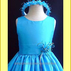 NEW JM TURQUOISE BABY FLOWER GIRL PAGEANT FORMAL DRESS  