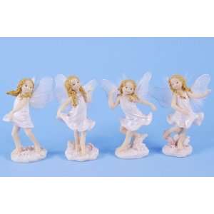   of 4 Beautiful Fairy Dancers   White Silk Wing Fairies