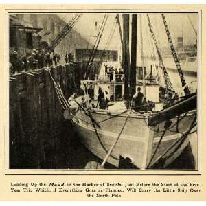  1922 Print Maud Seattle Harbor Arctic North Pole Ship 
