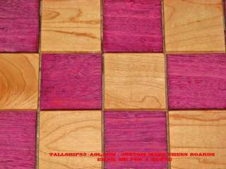 FIT FOR A KING CHESS BOARD   ALL SOLID WOOD   PURPLE HEART & MAPLE 