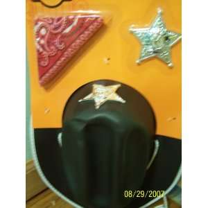  Brown or Black Cowboy Hat Badge and Bandana Costume 