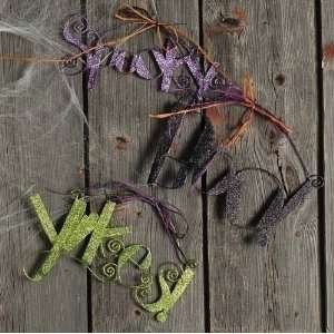   Pack Of 24 Glitter Drenched Halloween Word Ornaments