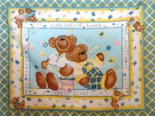 New Teddy Bear Bubbles Butterfly Nursery Fabric Panel  