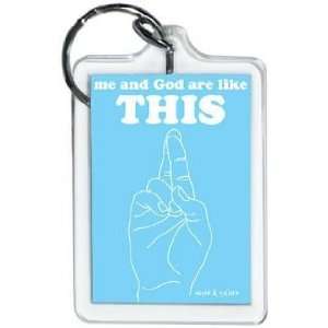  David & Goliath Me & God Are Like This Lucite Keychain 